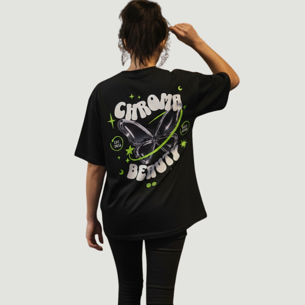 Camiseta Oversized Borboleta Chroma Beauty Feminina