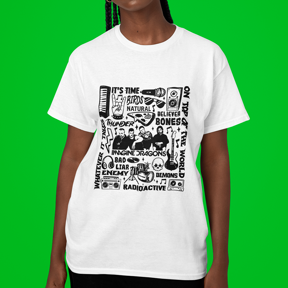Camiseta Básica Unissex Imagine Dragons Musicas
