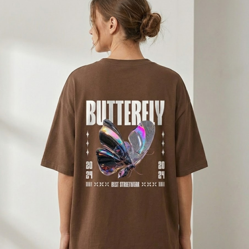 Camiseta Oversized Butterfly Feminina