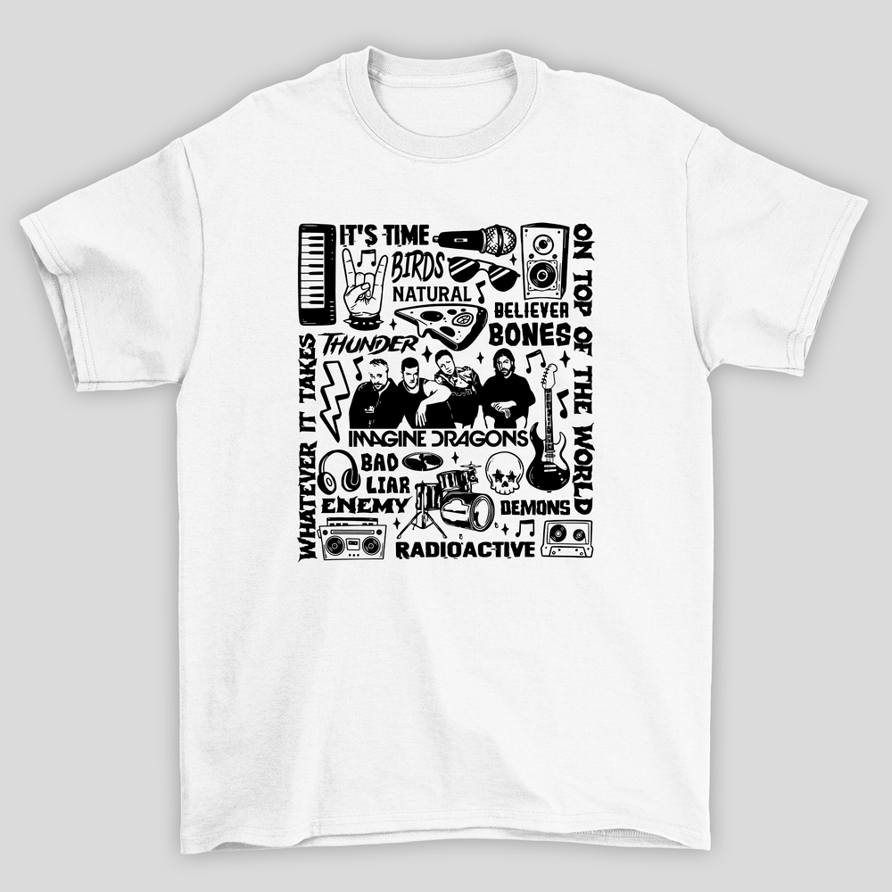 Camiseta Básica Unissex Imagine Dragons Musicas