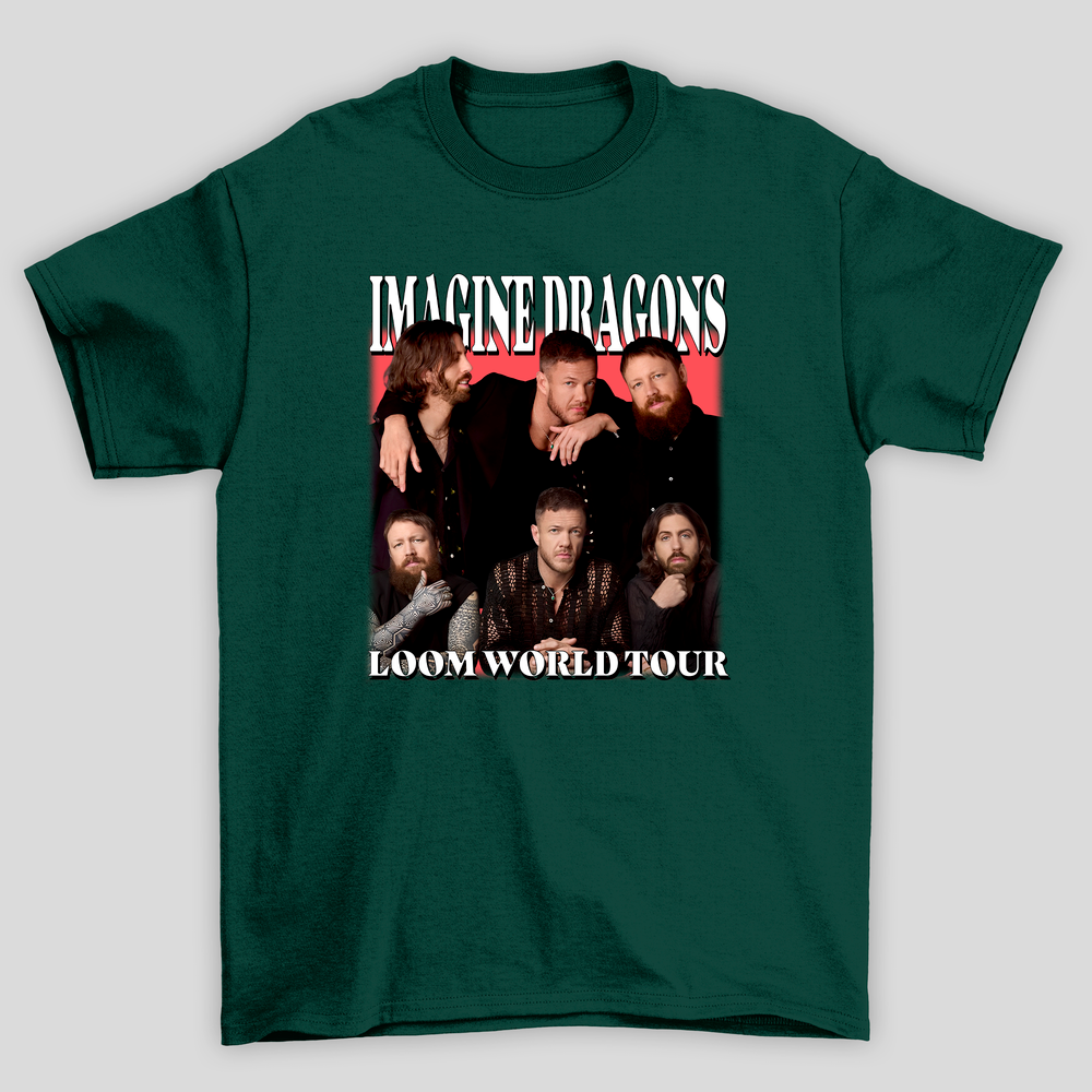 Camiseta Básica Unissex Imagine Dragons Loom World Tour