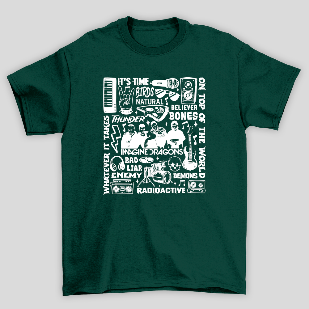 Camiseta Básica Unissex Imagine Dragons Musicas