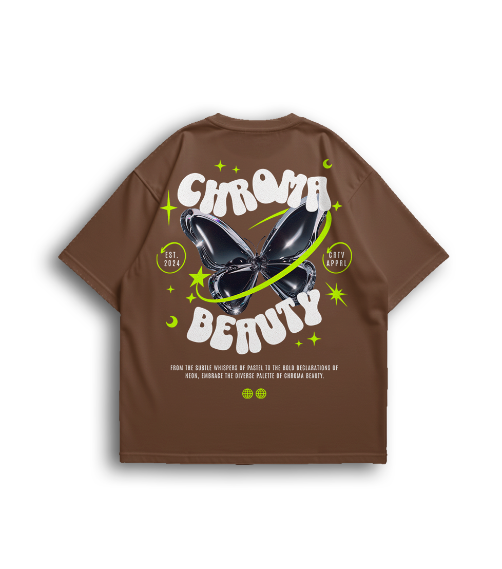 Camiseta Oversized Borboleta Chroma Beauty Feminina