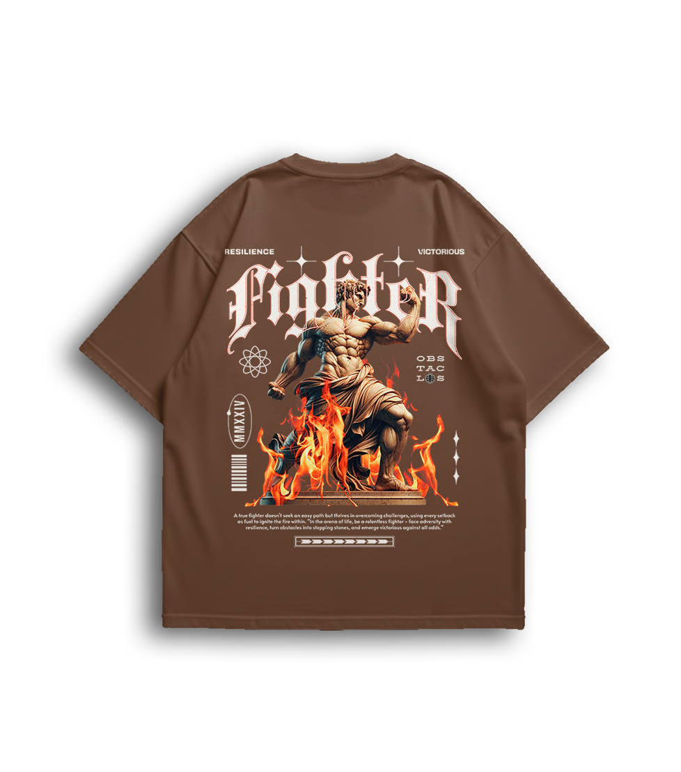 Camiseta Oversized Fighter Fogo Unissex