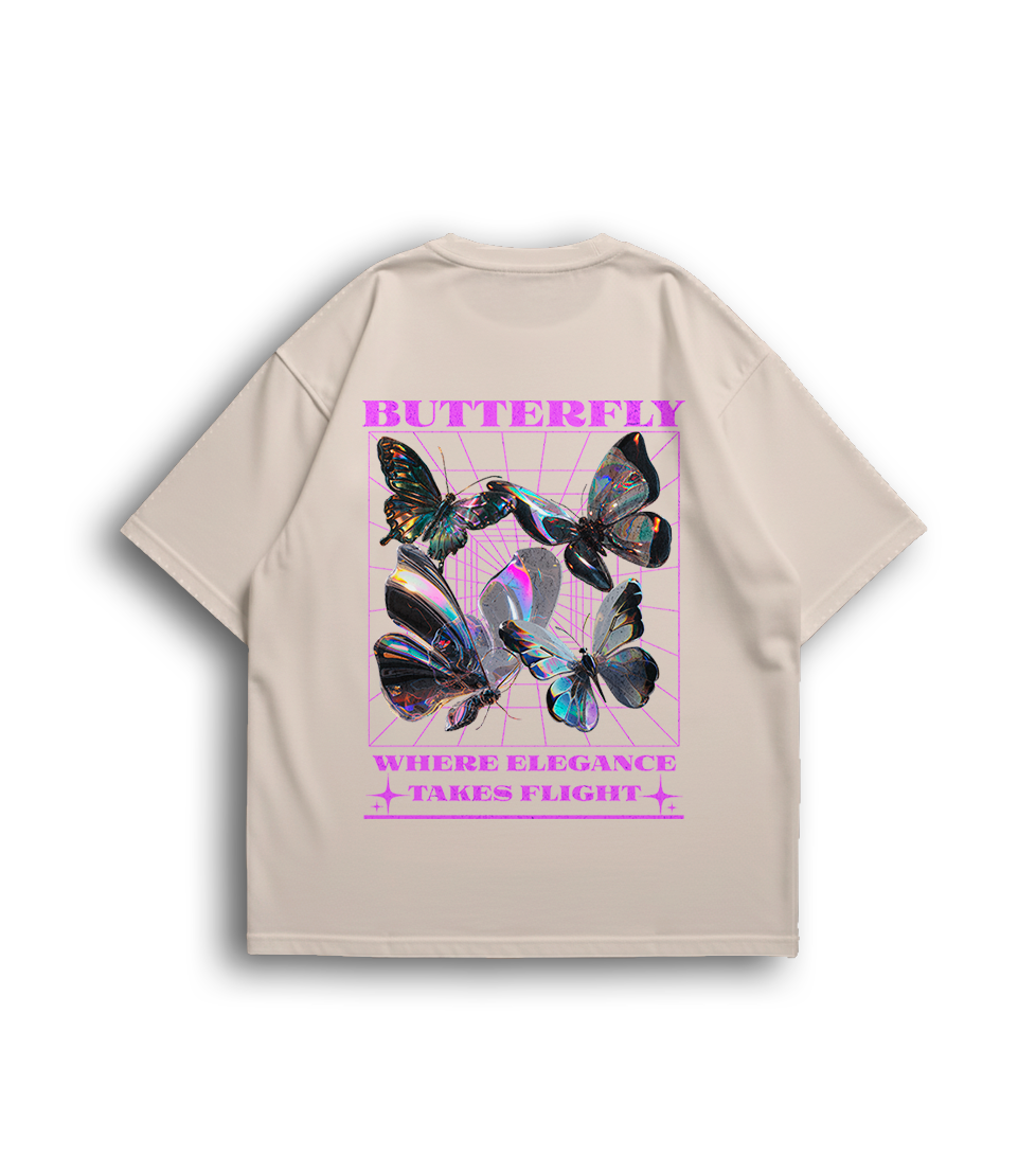 Camiseta Oversized Butterfly Roxo Feminino