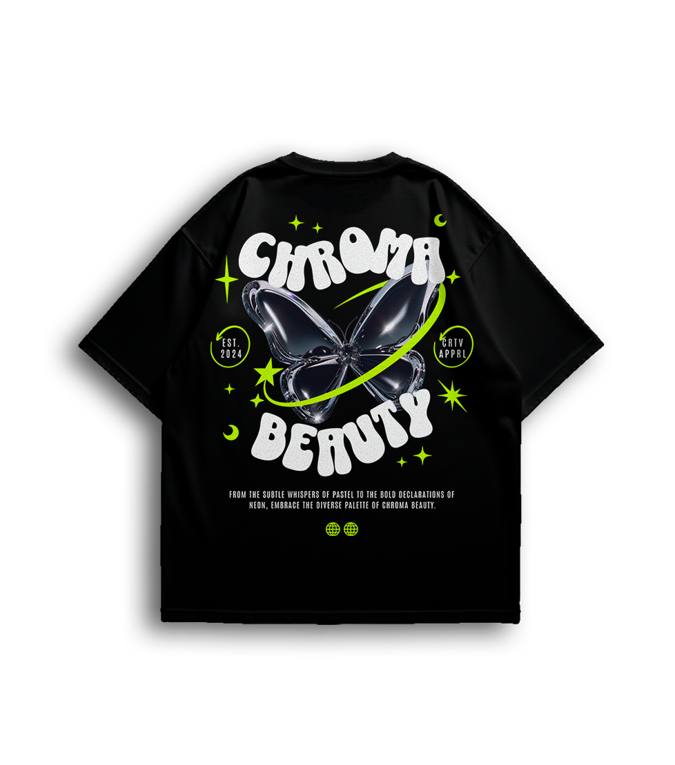 Camiseta Oversized Borboleta Chroma Beauty Feminina