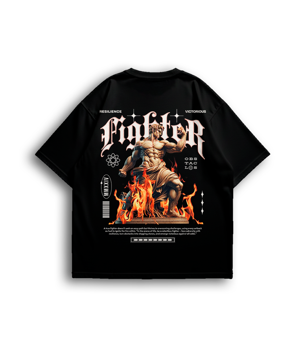 Camiseta Oversized Fighter Fogo Unissex