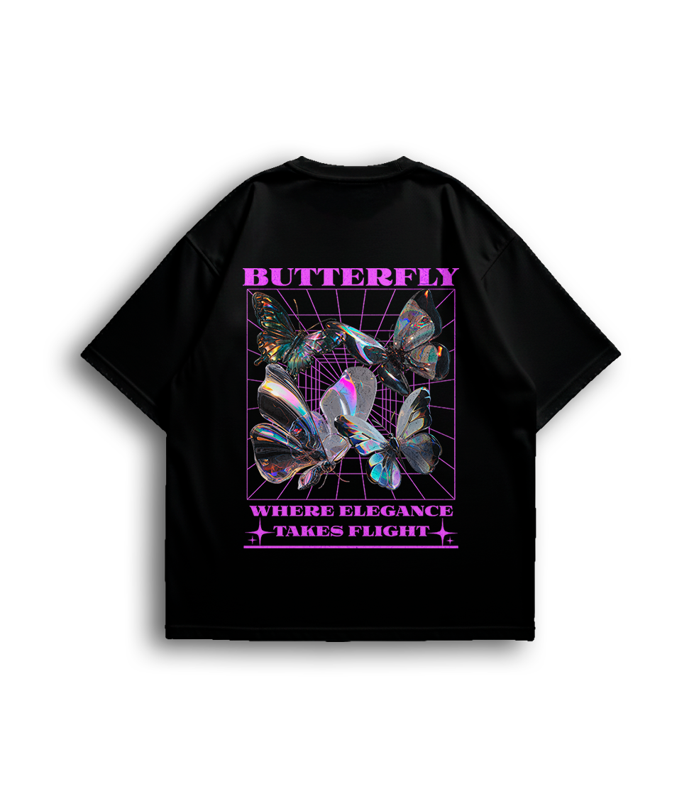 Camiseta Oversized Butterfly Roxo Feminino