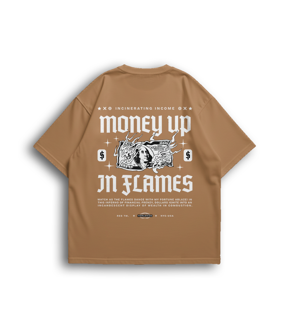 Camiseta Oversized Money In Flames Unissex