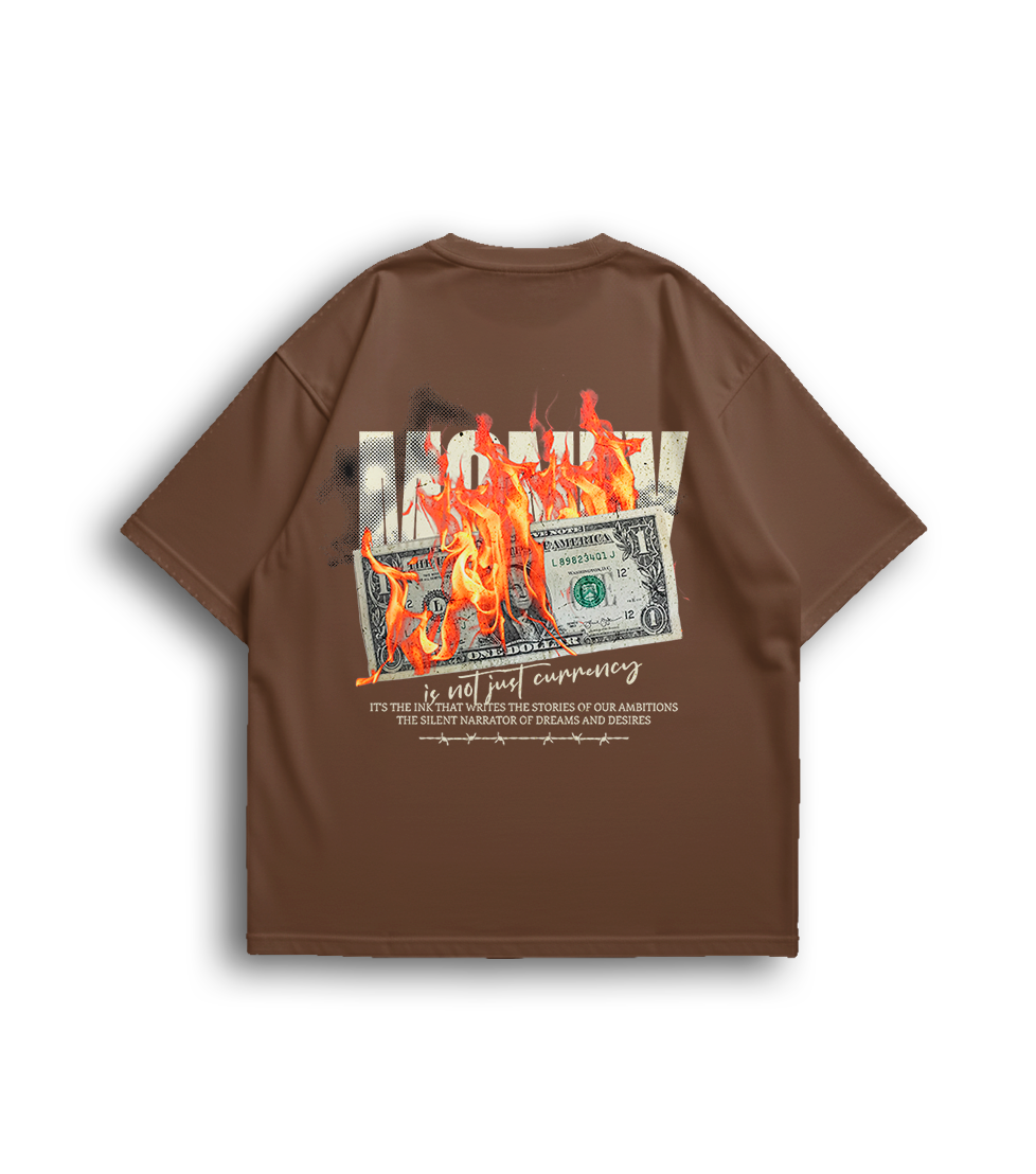 Camiseta Oversized Is Just Money Fogo Unissex