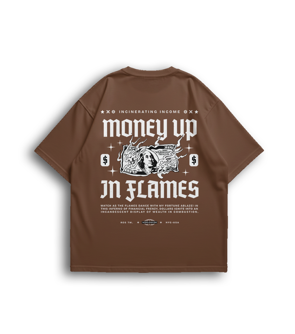 Camiseta Oversized Money In Flames Unissex