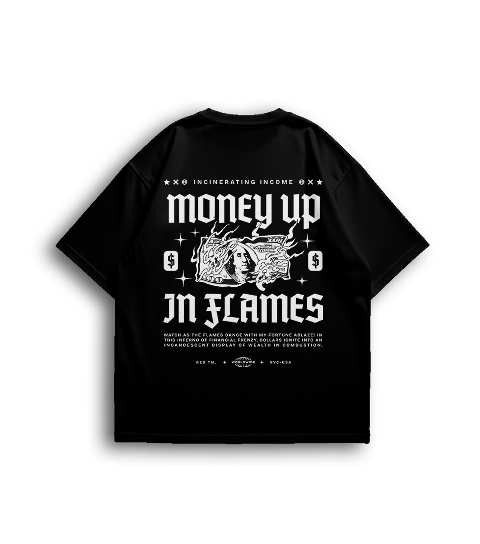 Camiseta Oversized Money In Flames Unissex